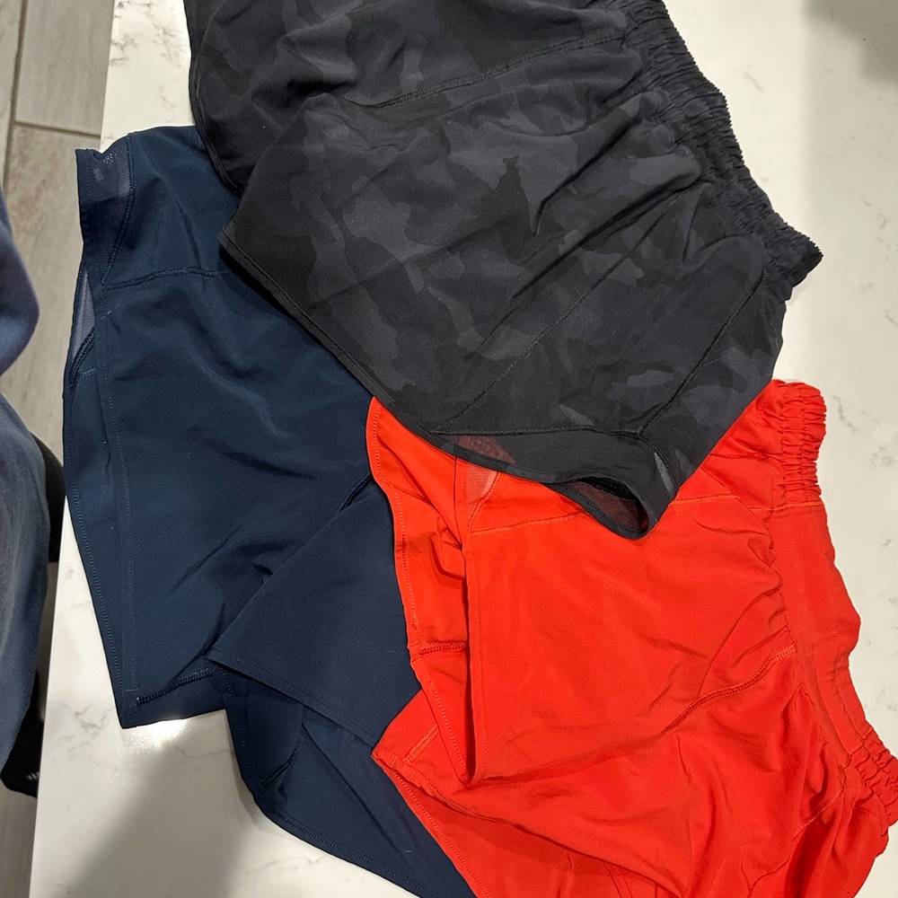 lululemon athletica Black, Navy, and Red Athletic Shorts